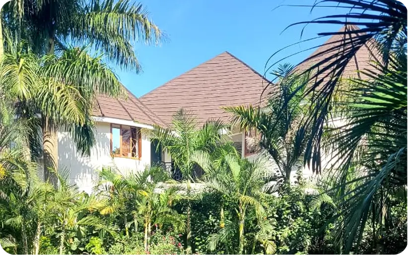 Lush garden grounds at Bustani Tulivu boutique resort Western Kenya